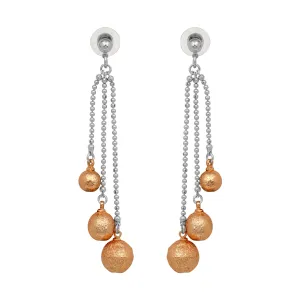 Three Line Chain Ball Dangler Earrings