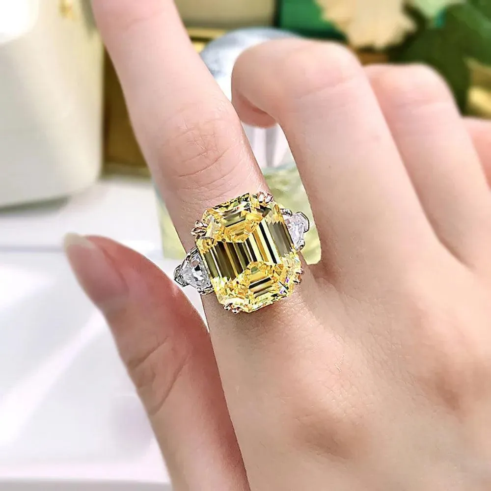 Trendy 925 Sterling Silver 13*16mm Big Gemstone Topaz Pink Quartz Lab Diamond Luxury Jewellery - Ideal Presents