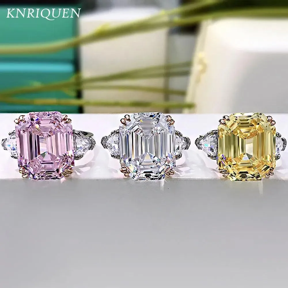Trendy 925 Sterling Silver 13*16mm Big Gemstone Topaz Pink Quartz Lab Diamond Luxury Jewellery - Ideal Presents