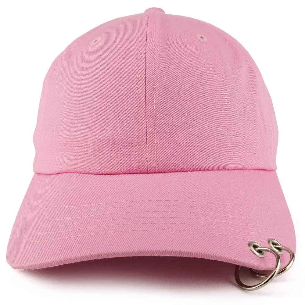 Trendy Apparel Shop Two Rings Pierced Plain Cotton Unstructured Adjustable Dad Hat