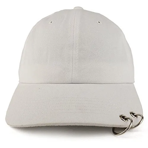 Trendy Apparel Shop Two Rings Pierced Plain Cotton Unstructured Adjustable Dad Hat