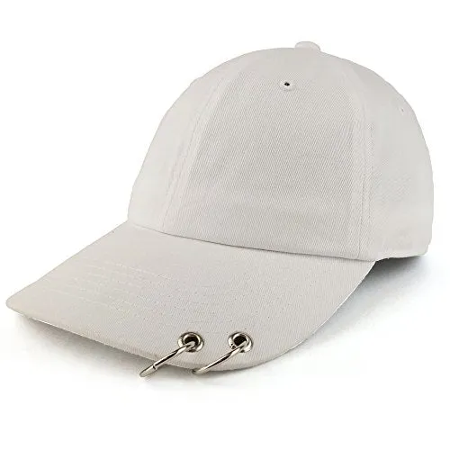 Trendy Apparel Shop Two Rings Pierced Plain Cotton Unstructured Adjustable Dad Hat