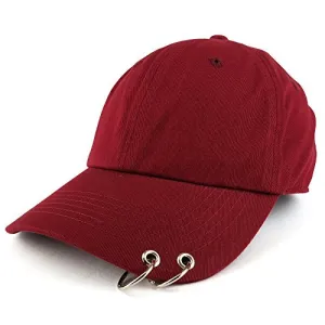 Trendy Apparel Shop Two Rings Pierced Plain Cotton Unstructured Adjustable Dad Hat