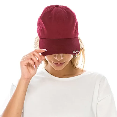 Trendy Apparel Shop Two Rings Pierced Plain Cotton Unstructured Adjustable Dad Hat