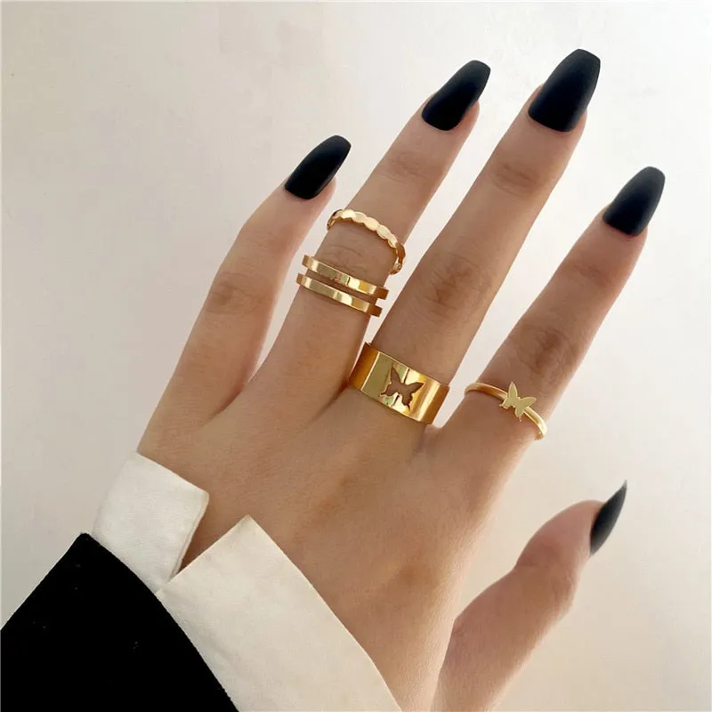 Trendy Boho Gold Pearl 22pcs Heart Rings Set For Women