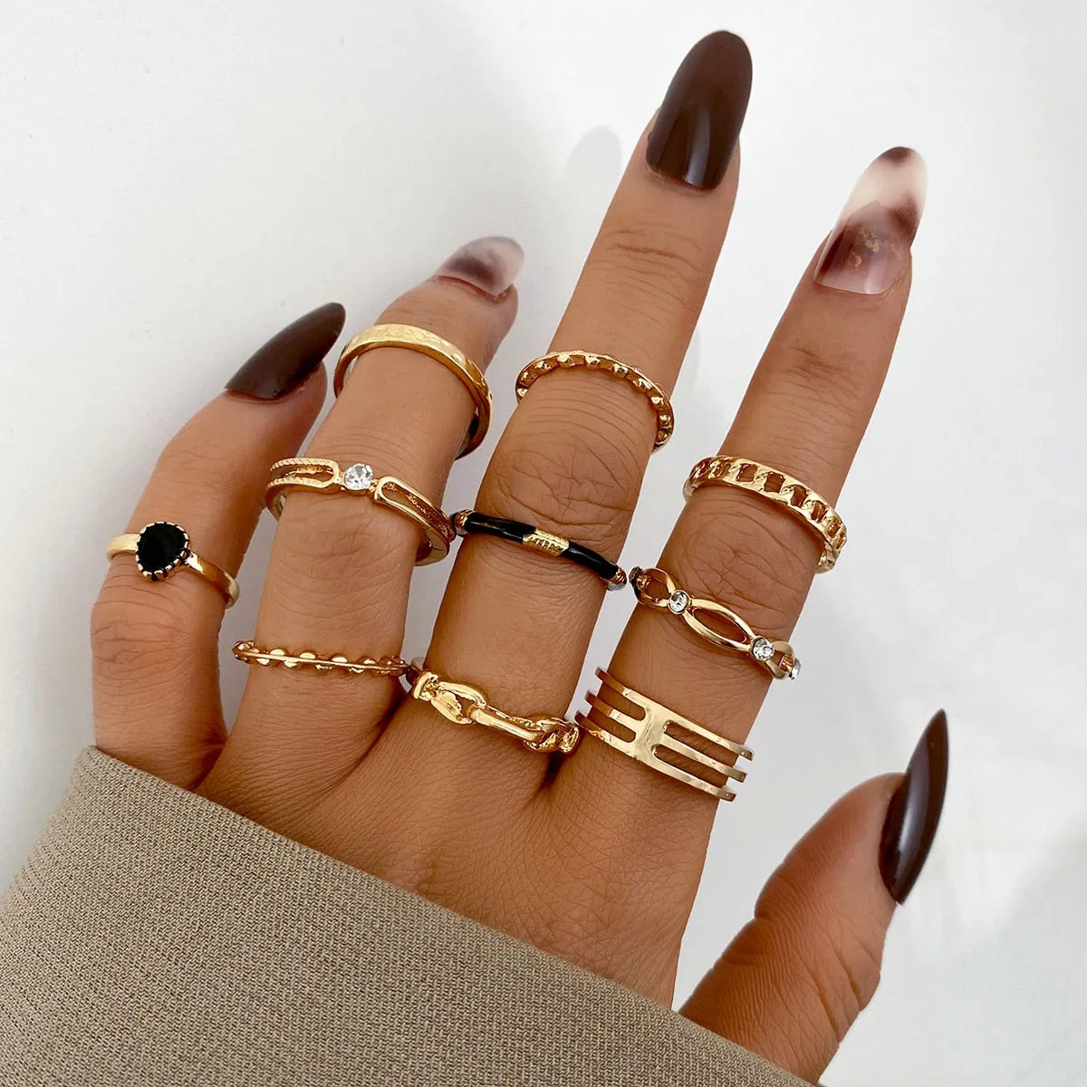 Trendy Boho Gold Pearl 22pcs Heart Rings Set For Women