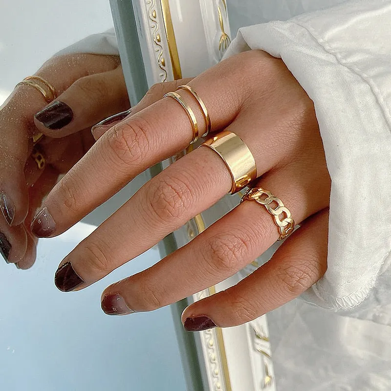Trendy Boho Gold Pearl 22pcs Heart Rings Set For Women