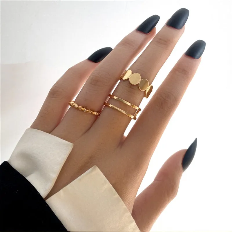 Trendy Boho Gold Pearl 22pcs Heart Rings Set For Women