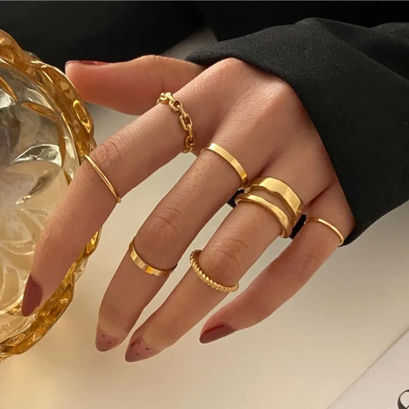 Trendy Boho Gold Pearl 22pcs Heart Rings Set For Women