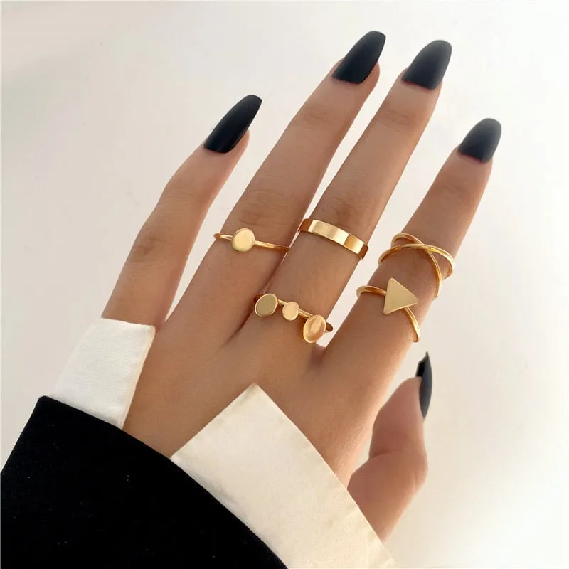 Trendy Boho Gold Pearl 22pcs Heart Rings Set For Women
