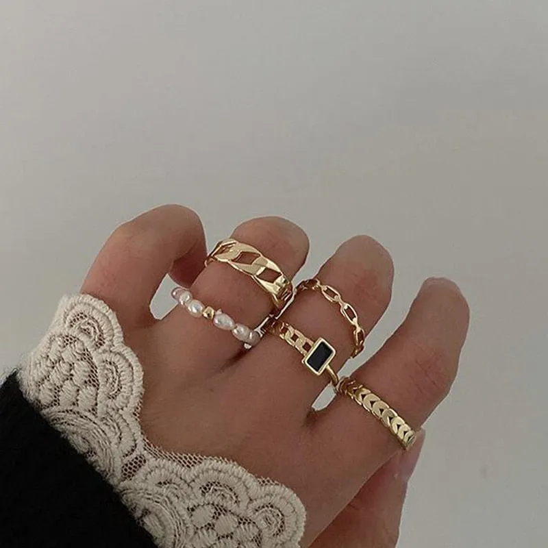 Trendy Boho Gold Pearl 22pcs Heart Rings Set For Women