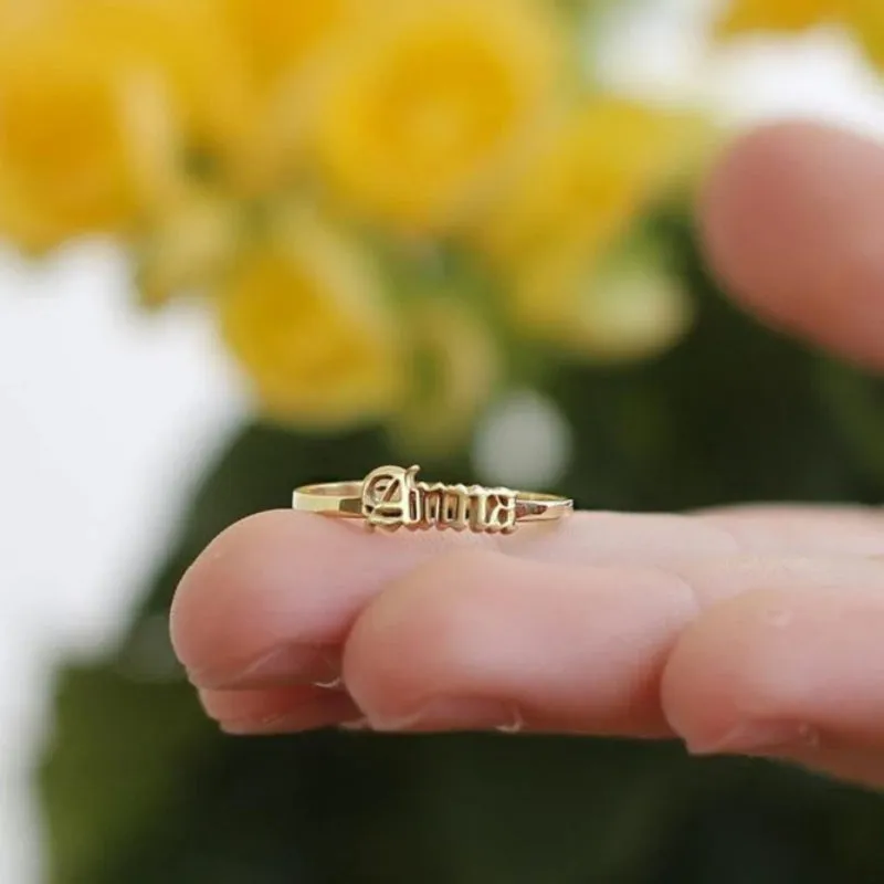 Trendy Customized and Adjustable Name Ring