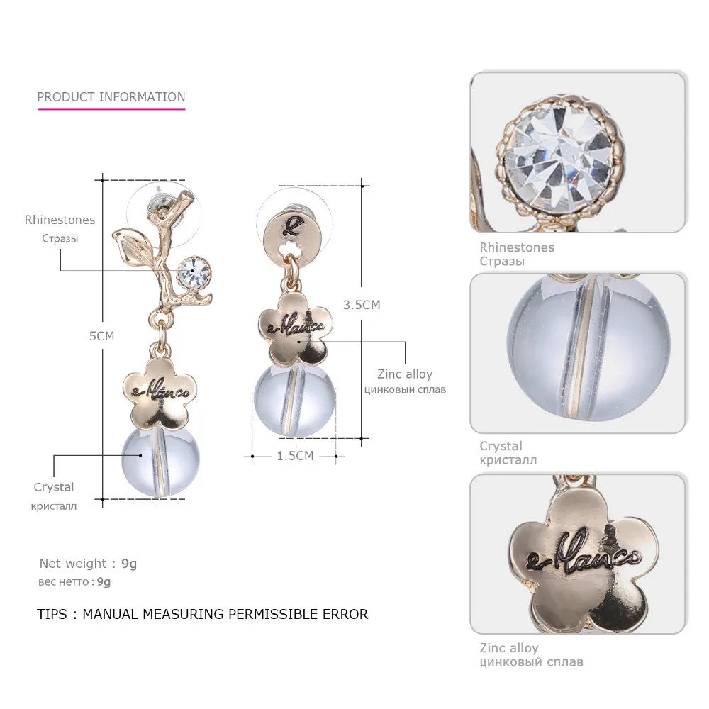 Trendy Flower Statement Push-back Stud Earrings for Women & Girls Crystal Pendant Jewelry & Accessories