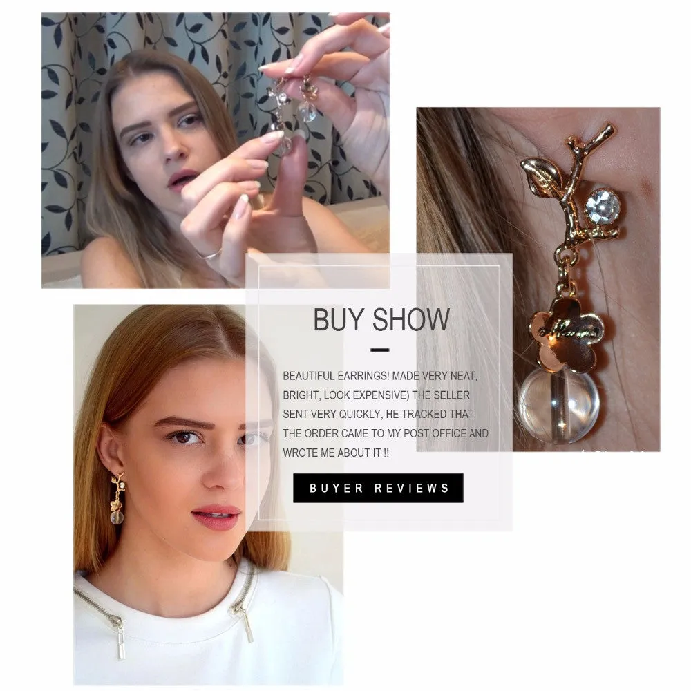 Trendy Flower Statement Push-back Stud Earrings for Women & Girls Crystal Pendant Jewelry & Accessories