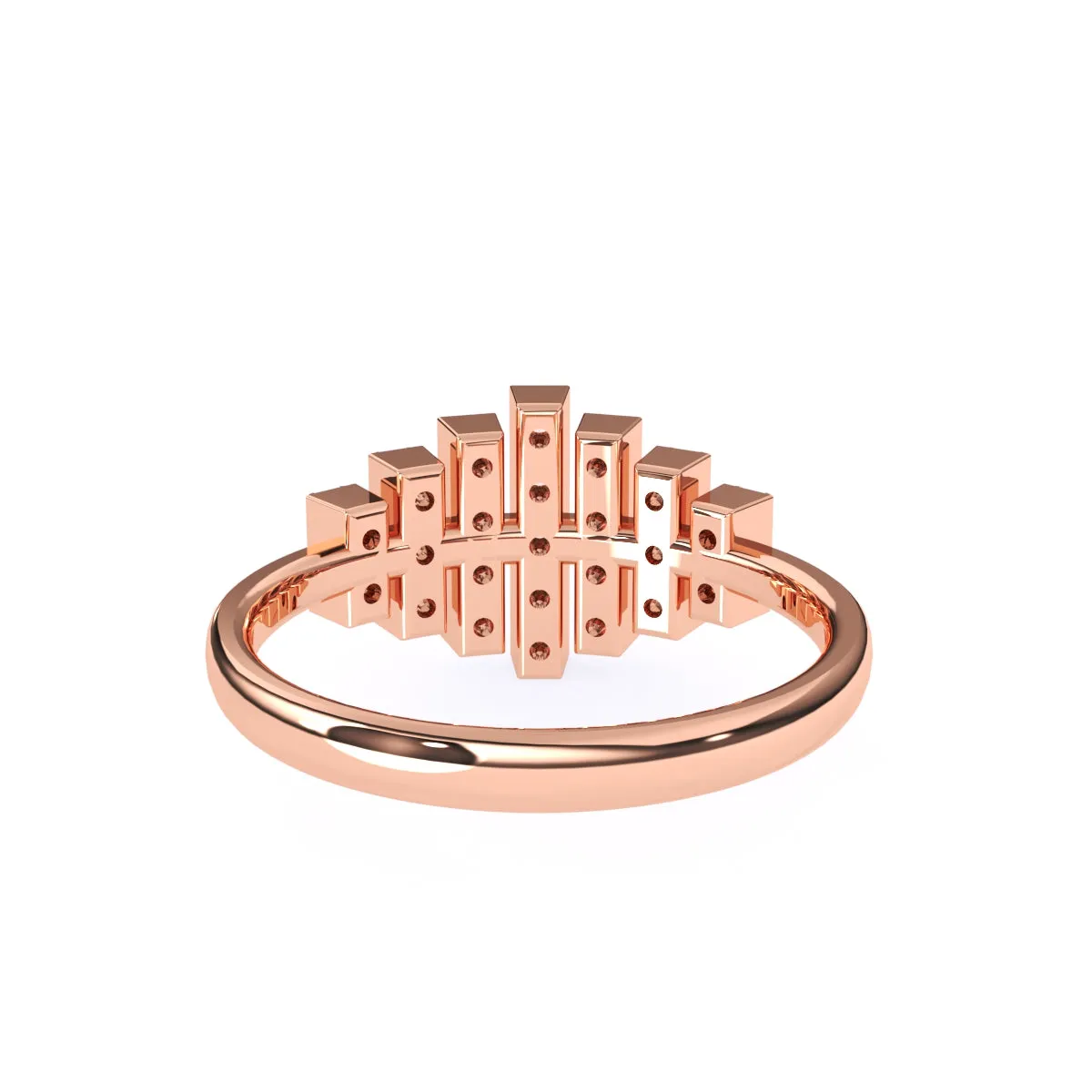 Trendy Seven Row Rose Gold Diamond Ring