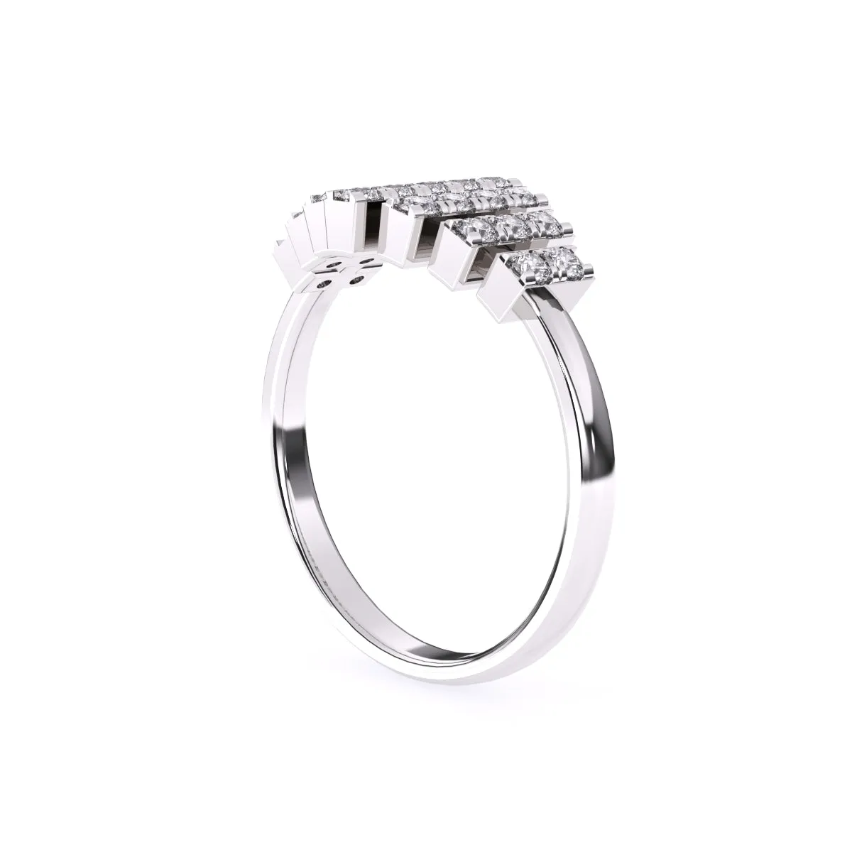 Trendy Seven Row Rose Gold Diamond Ring