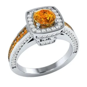 Trendy Square Yellow Gemstone Silver Classic Style Ring