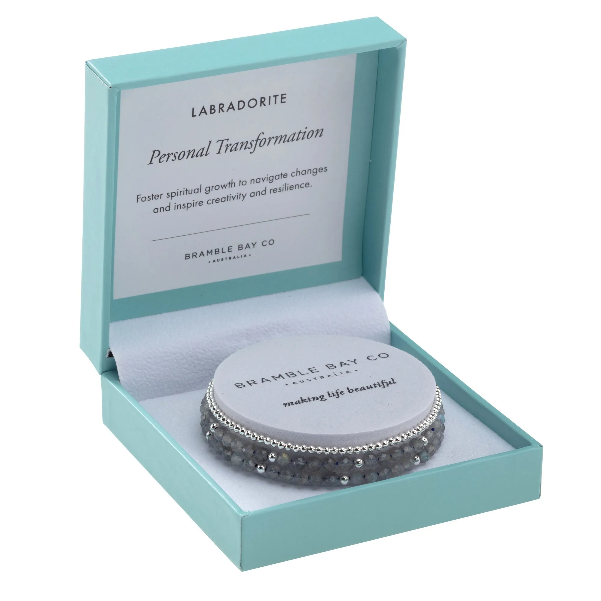 Trio Bracelet Set - Labradorite (4mm) & Silver plated bead (3mm) Personal Transformation