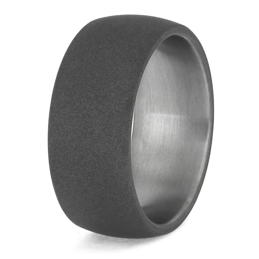 Triple Inlay Wedding Band with Meteorite, Dino Bone, and Ironwood
