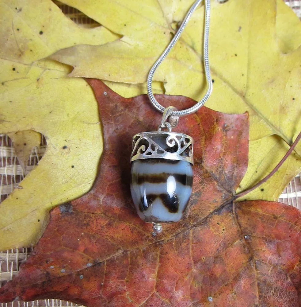 True Agate Dzi Pendant