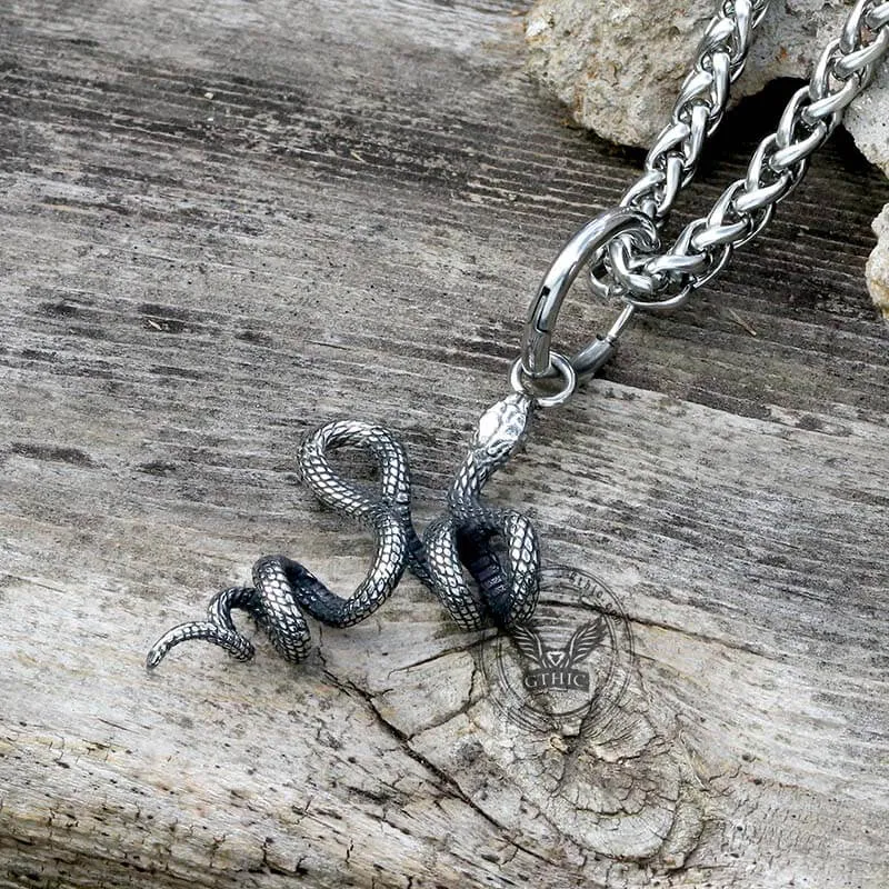 Twist Snake Stainless Steel Animal Pendant