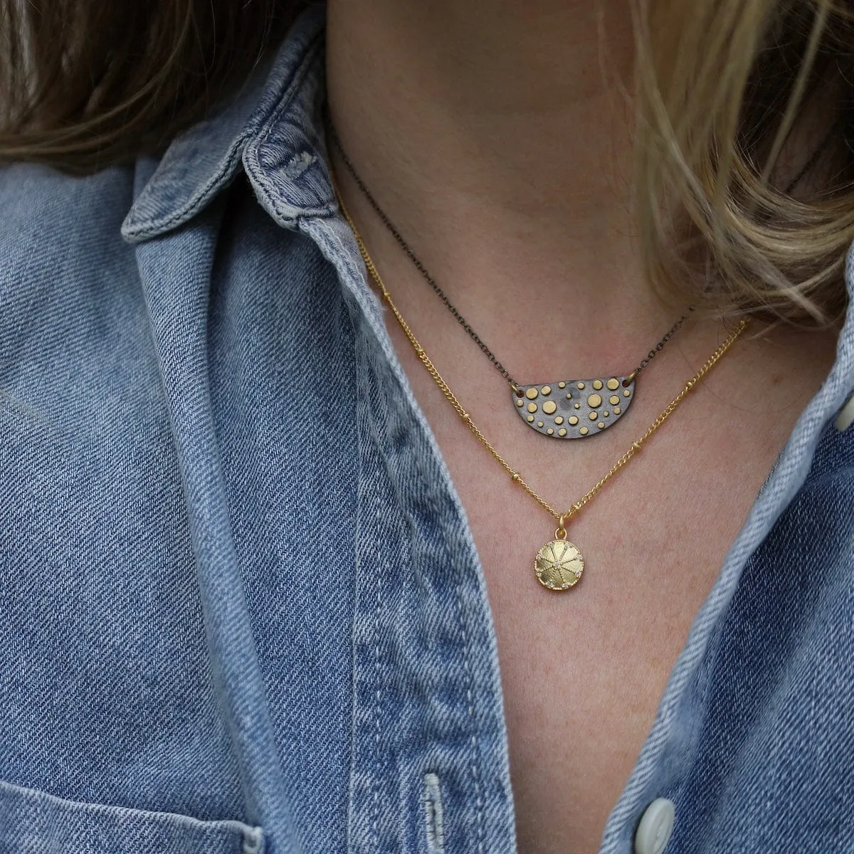 Two Tone Dots Pendant Necklace