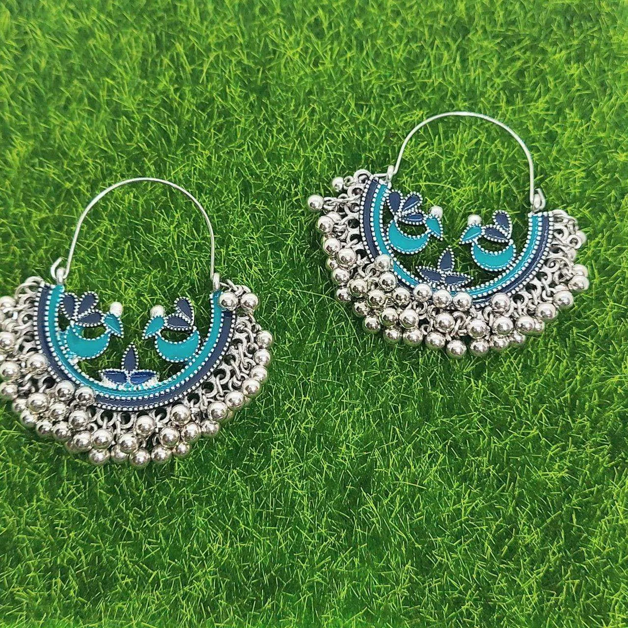 UJLA- BLUE CHANDBALI EARRINGS