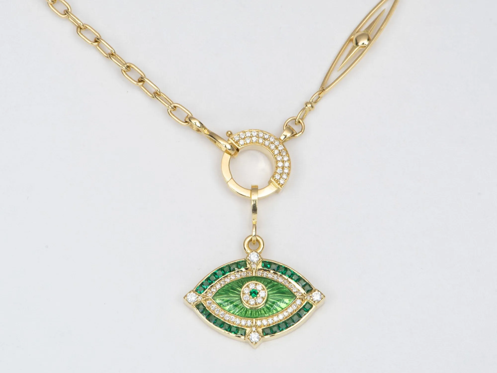 Unique 23" 18K Gold Chain Necklace with Diamond Spring Gate Clasp R4453