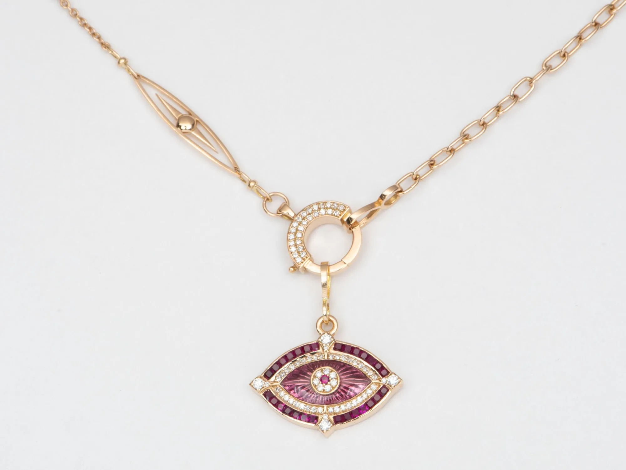 Unique 23" 18K Gold Chain Necklace with Diamond Spring Gate Clasp R4453