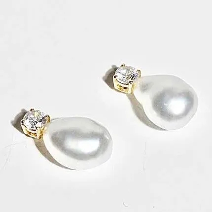 Unique Natural Beauty White South Sea Keshi Pearl Stud Earrings 7mm-9mm