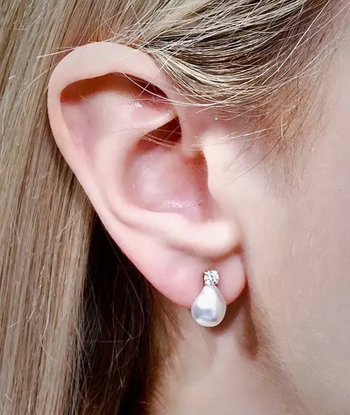 Unique Natural Beauty White South Sea Keshi Pearl Stud Earrings 7mm-9mm