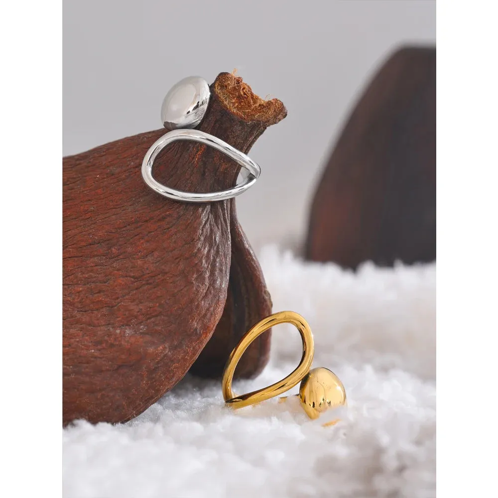 VAIGE Stylish Adjustable Geometric Open Ring in 18K PVD Gold-Plated 316L Stainless Steel - Trendy High-Quality Jewelry