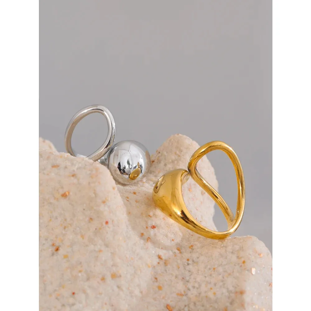 VAIGE Stylish Adjustable Geometric Open Ring in 18K PVD Gold-Plated 316L Stainless Steel - Trendy High-Quality Jewelry