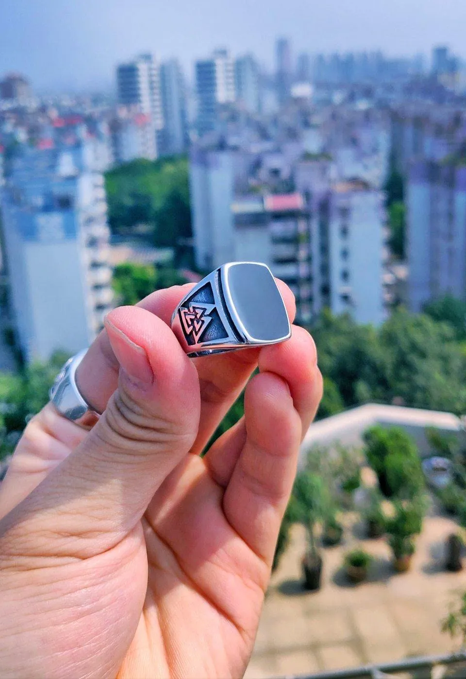 Valknut Signet Odin Symbol Viking Biker Ring