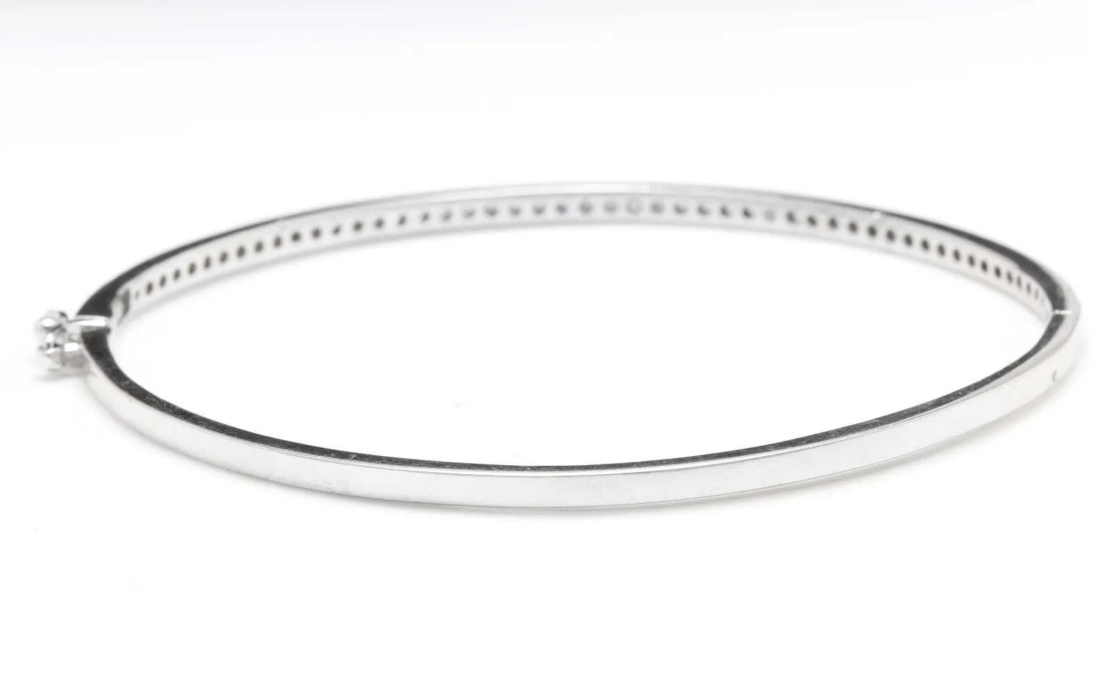 Very Impressive 0.75 Carats Natural Diamond 14K Solid White Gold Bangle Bracelet