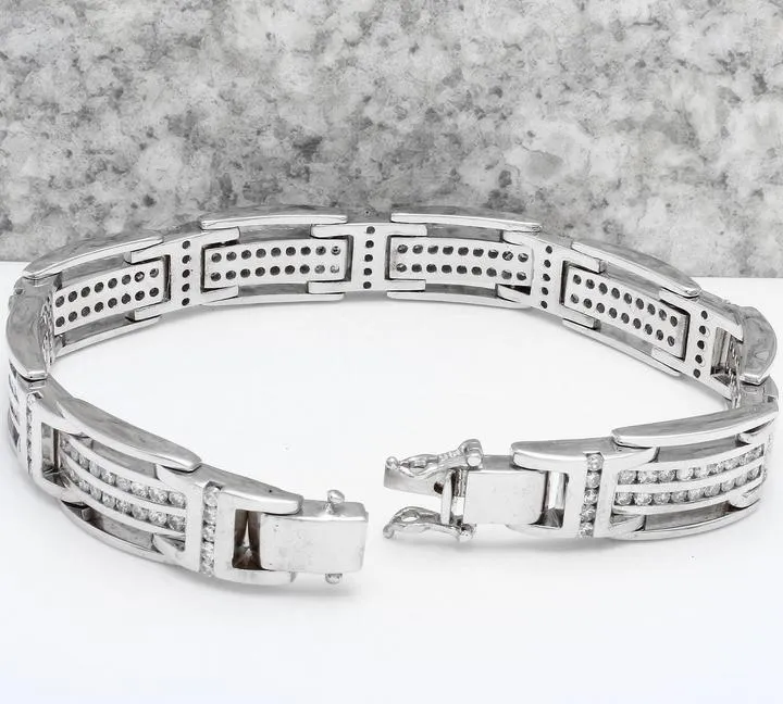 Very Impressive 5.67 Carats Natural Diamond 14K Solid White Gold Bracelet