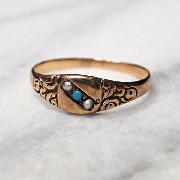 Victorian Turquoise & Pearl Ring
