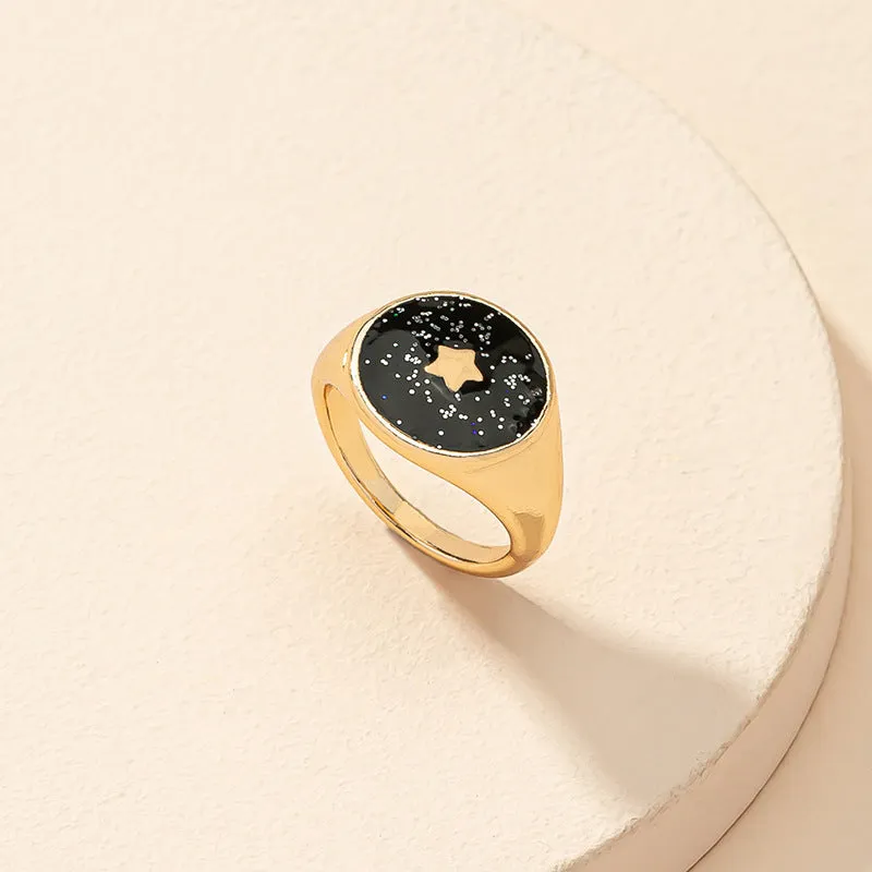 Vienna Verve Collection: Celestial Oil Drop Star Rings - Elegant Minimalism, Personalized Creativity, Light Luxury