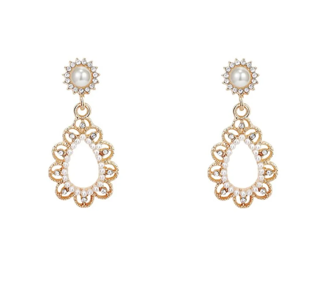 Vintage baroque pearl cubic zirconia dangle earrings- dangle, studs, hoops, gemstone, Korean style, jewellery gifts for her, easter