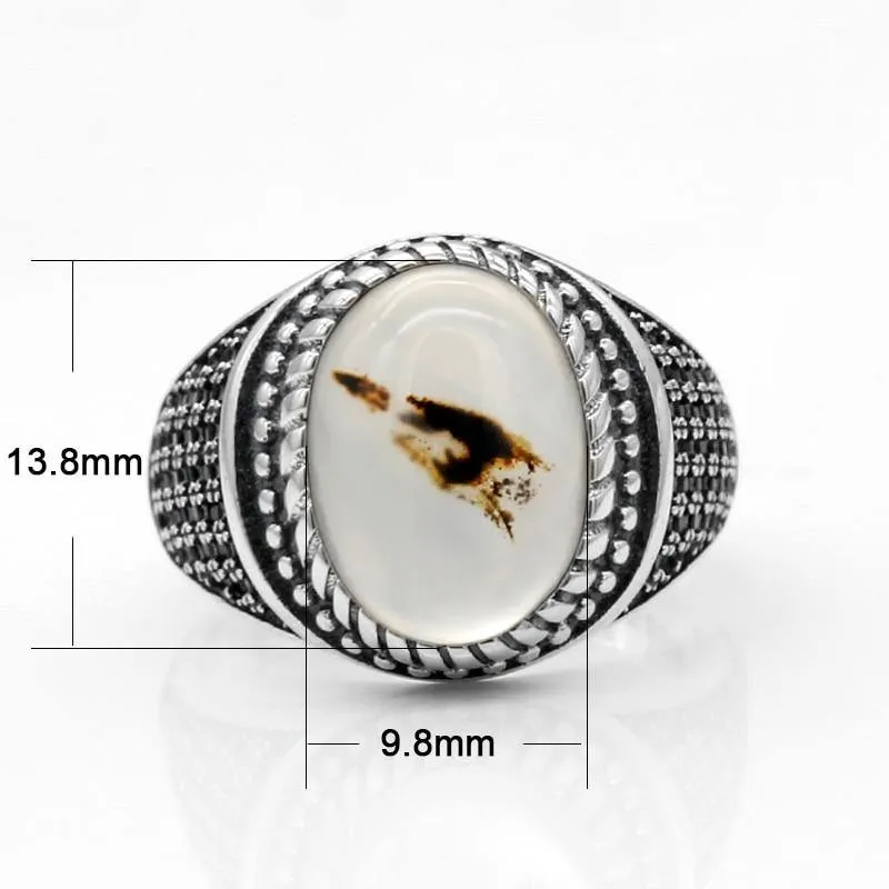 Vintage Big Natural Onyx Stone Silver Ring