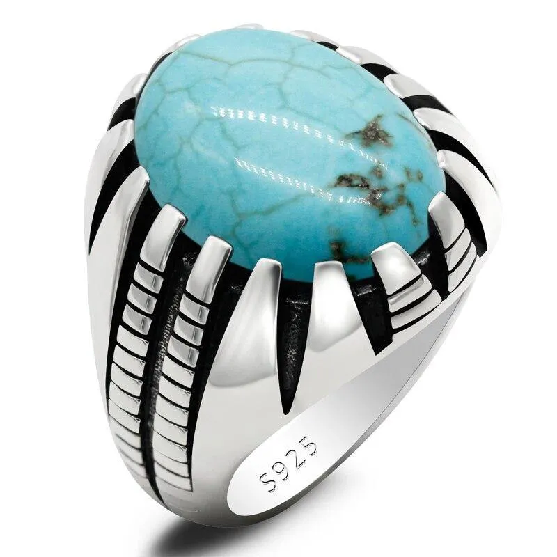Vintage Blue Natural Turquoise Handmade Ring
