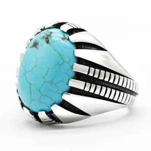 Vintage Blue Natural Turquoise Handmade Ring
