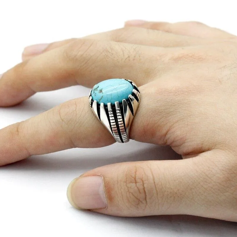 Vintage Blue Natural Turquoise Handmade Ring