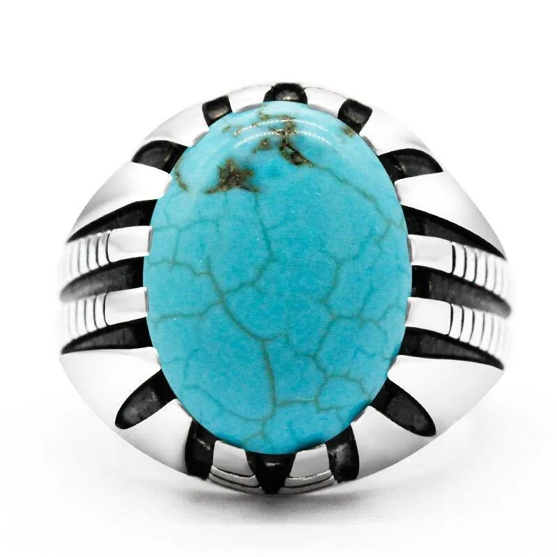 Vintage Blue Natural Turquoise Handmade Ring