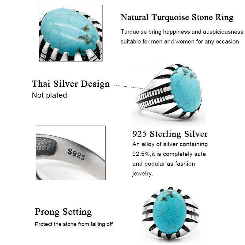 Vintage Blue Natural Turquoise Handmade Ring