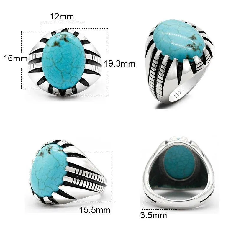 Vintage Blue Natural Turquoise Handmade Ring