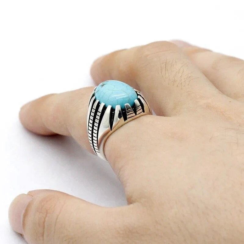 Vintage Blue Natural Turquoise Handmade Ring