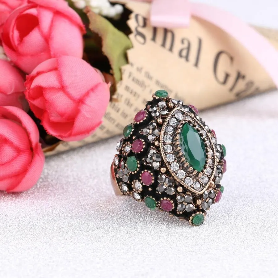 Vintage Collection of Antique Gold Crystal Rings