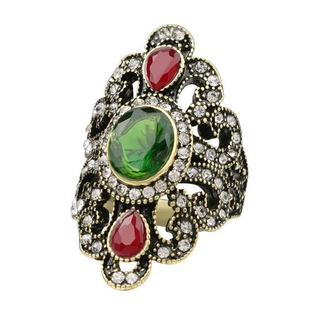 Vintage Collection of Antique Gold Crystal Rings