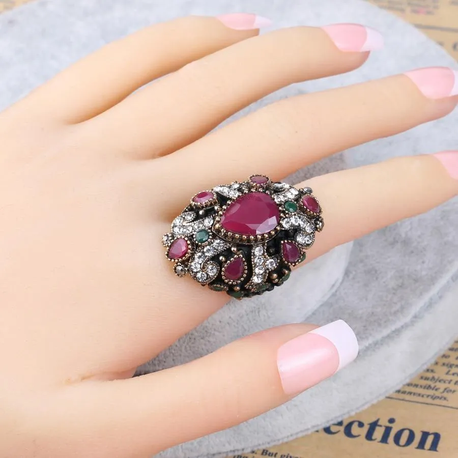 Vintage Collection of Antique Gold Crystal Rings